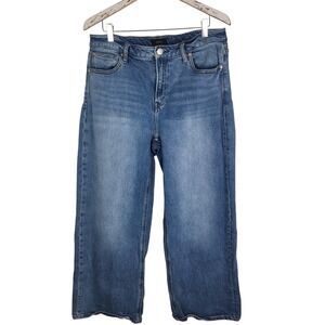 QUINCE Jeans Womens 32 Blue Medium Wash High Rise Relaxed Straight Stretch Denim